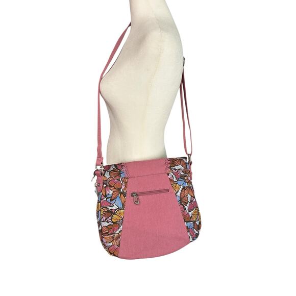 NWT Sakroots Artist Circle Fold Over Crossbody Shoulder bag Mulberry Butterfly - Picture 5 of 12
